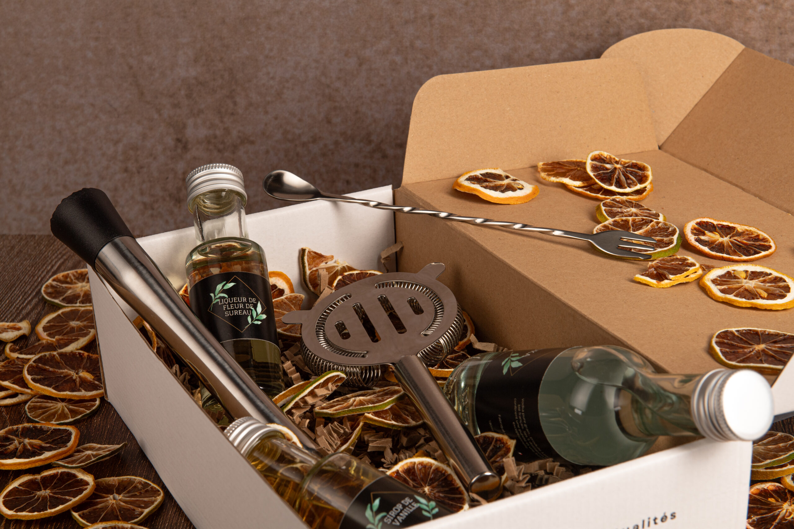 Box cocktail personnalisée avec logo pour une entreprise